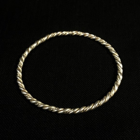 Bright Silvertone Twist Bangle Bracelet - Picture 1 of 2